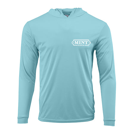 Load image into Gallery viewer, Hooded Long Sleeve Tee w/ Mint Logo (100% Polyester)