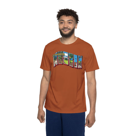 Greetings from Austin Jersey by Smintini (100% Poly, 4.13 oz/yd²) | Orange Variant