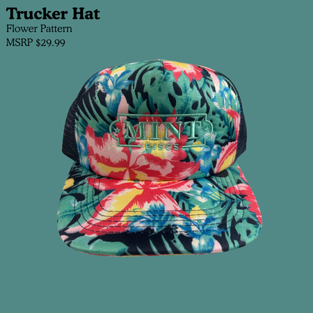 Hawaiian Flower Foamy Trucker Hat - Navy