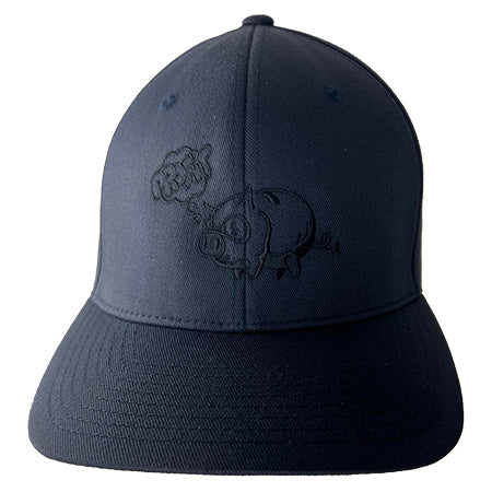 Flexfit Curved Bill Hat (Navy w/ Black Piggy Bank Icon)