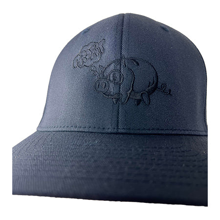 Flexfit Curved Bill Hat (Navy w/ Black Piggy Bank Icon)